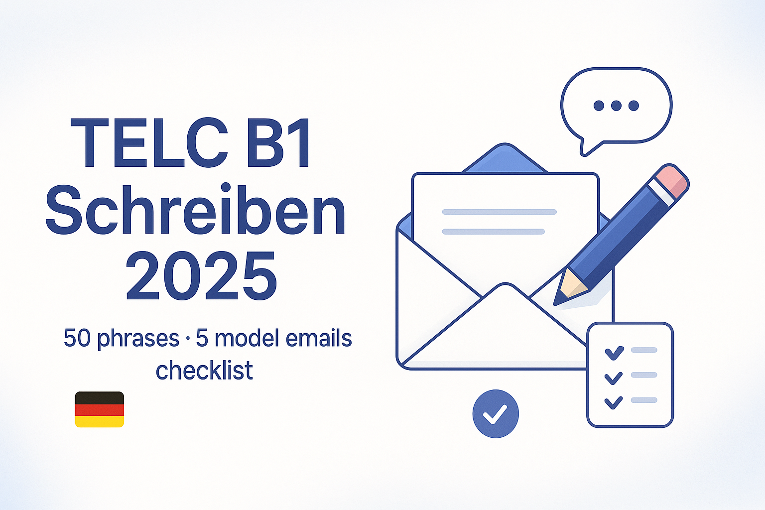 TELC B1 Schreiben 2025: 50 Plug-and-Play Phrases, 5 Full Model Emails, and a Practical Checklist